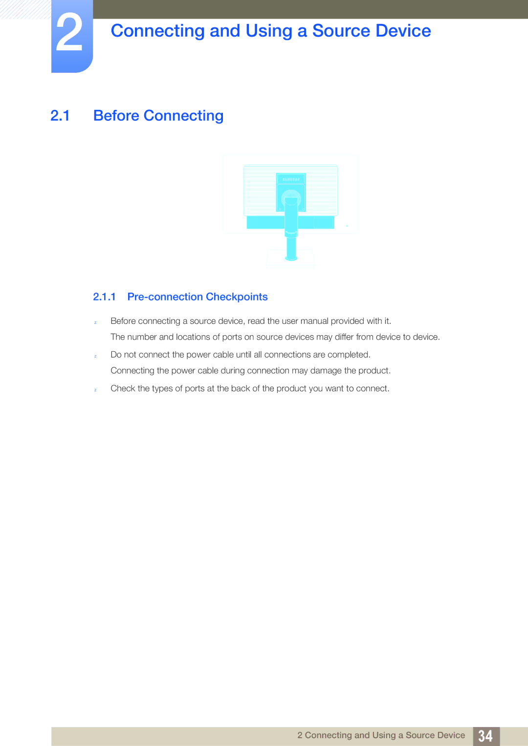 Samsung LS24C65UDWA/CI, LS27C65UXS/EN Connecting and Using a Source Device, Before Connecting, Pre-connection Checkpoints 