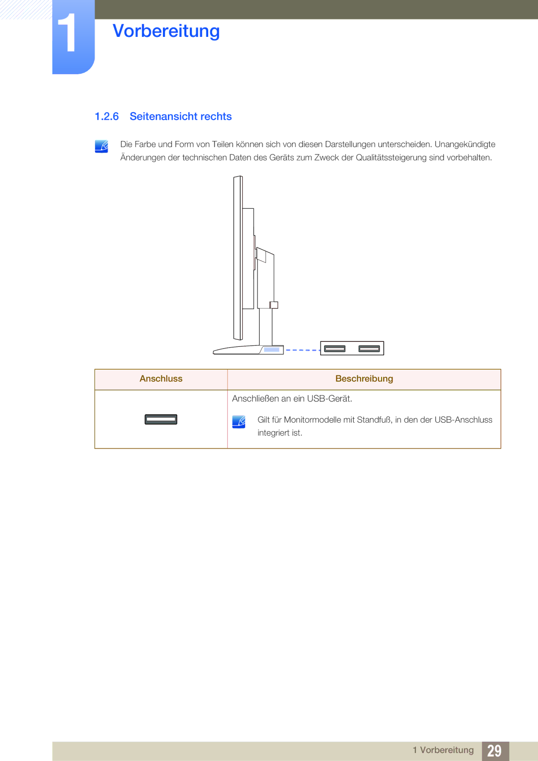 Samsung LS24C65UDW/EN, LS27C65UXS/EN, LS24C65XMWG/EN, LS24C65KMWG/EN, LS24C65UXWF/EN, LS24C65KBWV/EN manual Seitenansicht rechts 