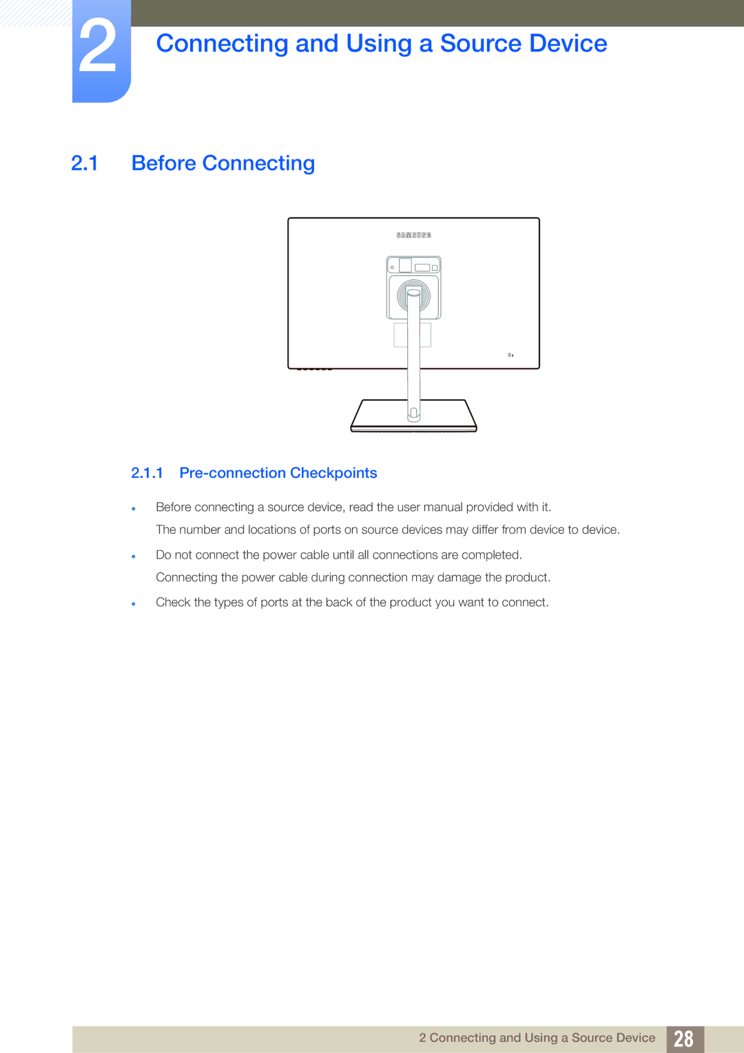 Samsung LS27C750PSX/CI, LS27C750PS/EN Connecting and Using a Source Device, Before Connecting, Pre-connection Checkpoints 