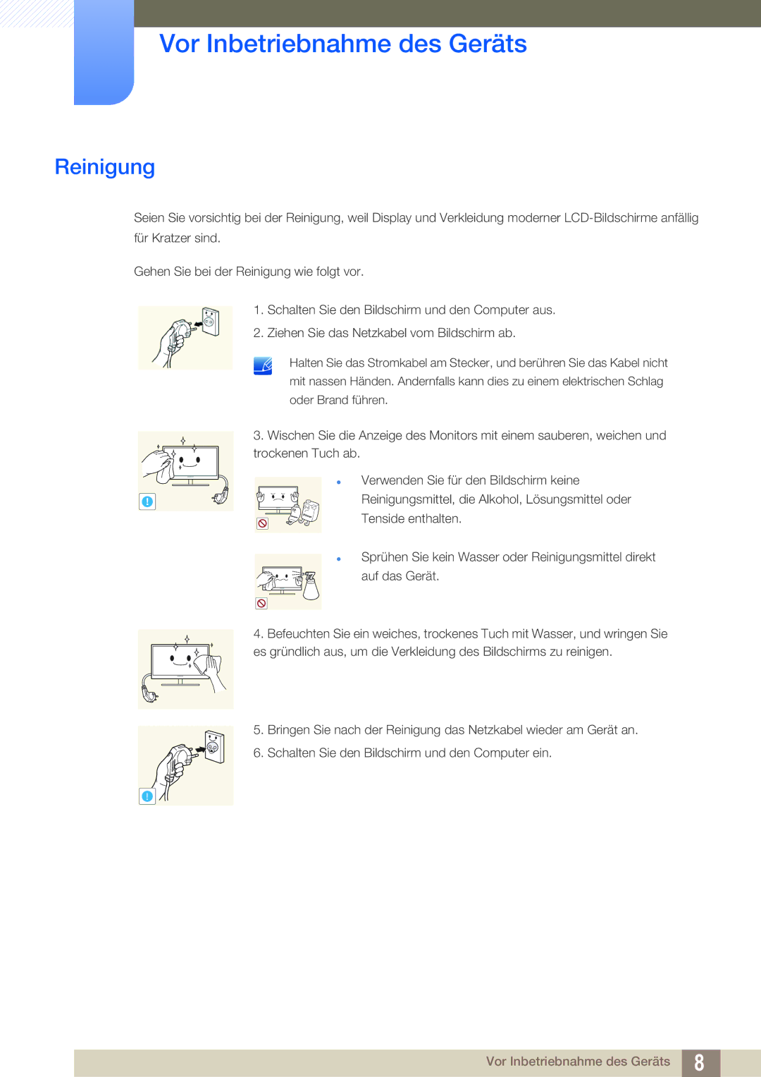 Samsung LS27C750PS/EN manual Reinigung 