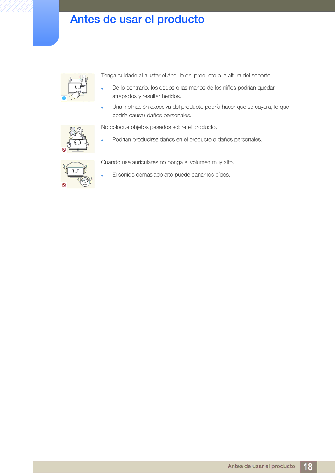 Samsung LS27C750PS/EN manual Atrapados y resultar heridos 