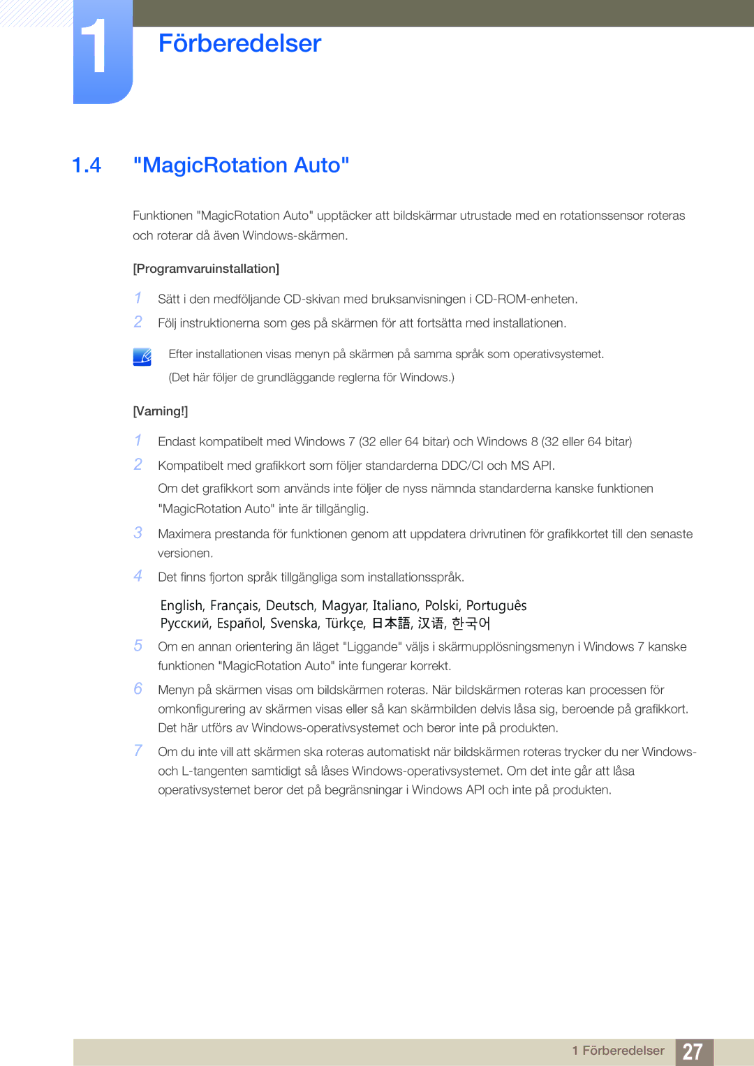 Samsung LS27C750PS/EN manual MagicRotation Auto 