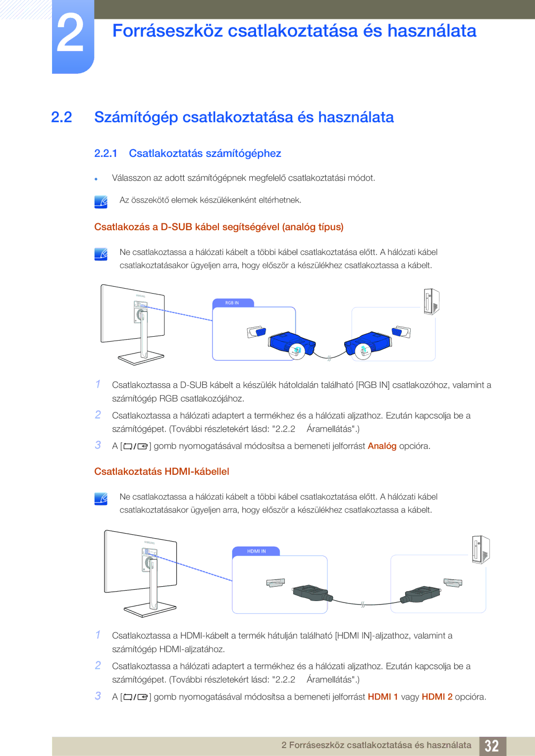 Samsung LS27C750PS/EN Számítógép csatlakoztatása és használata, Csatlakoztatás számítógéphez, Csatlakoztatás HDMI-kábellel 