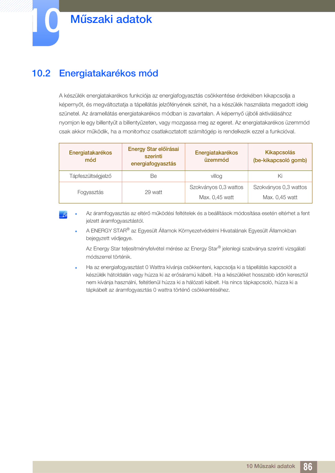 Samsung LS27C750PS/EN manual Energiatakarékos mód 