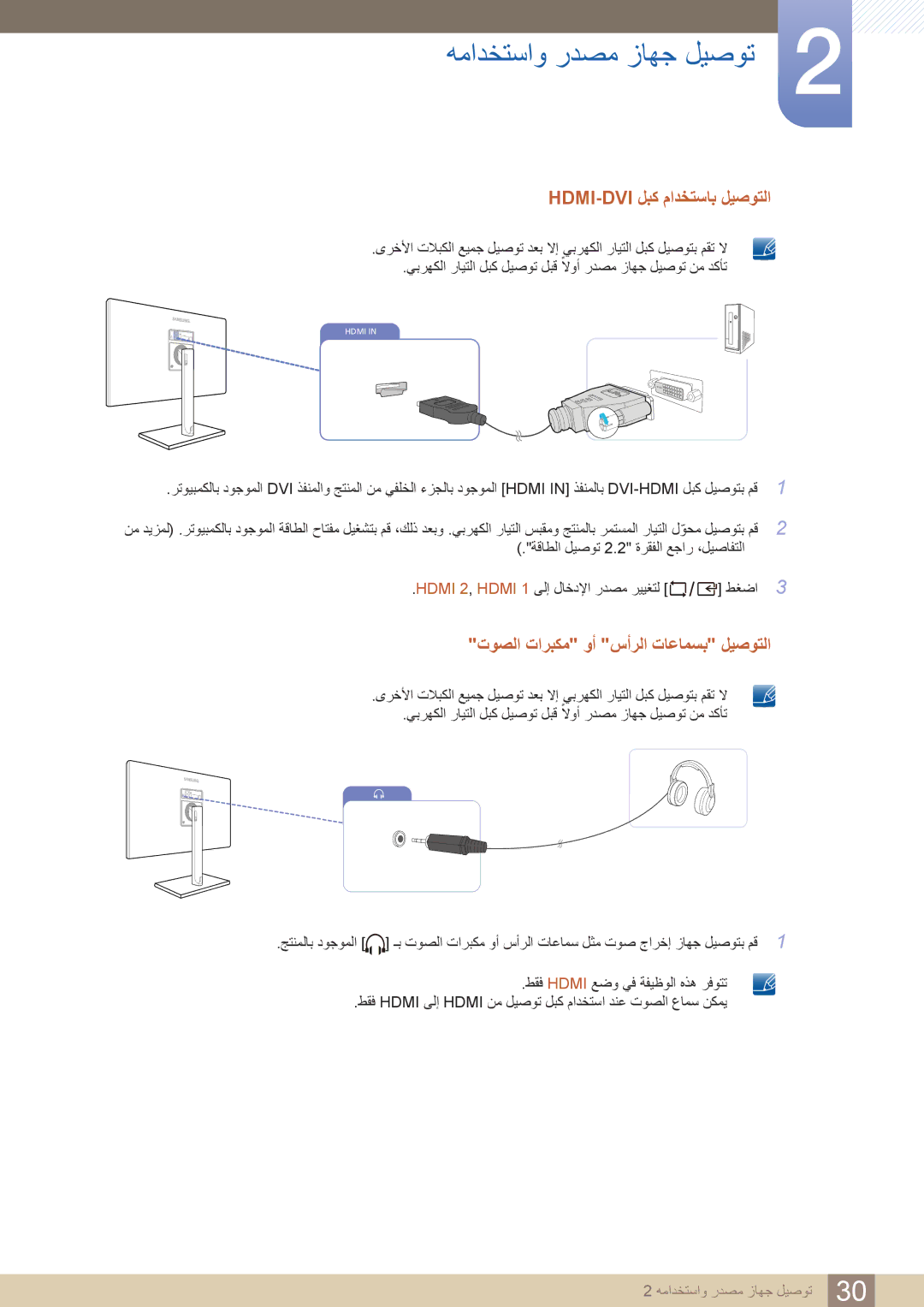 Samsung LS27C750PS/UE, LS27C750PS/ZR, LS24C750PS/ZR manual Hdmi-Dvi لبك مادختساب ليصوتلا 