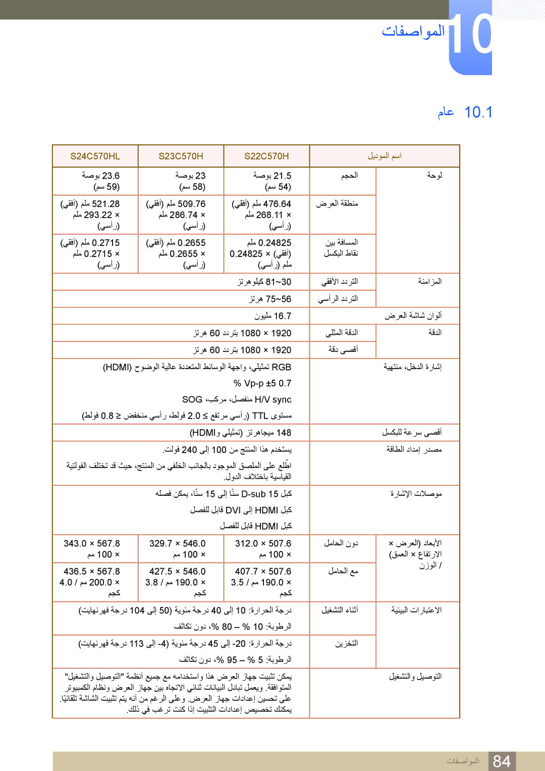 Samsung LS27C750PS/UE, LS27C750PS/ZR, LS24C750PS/ZR manual تافصاوملا10, ماع 