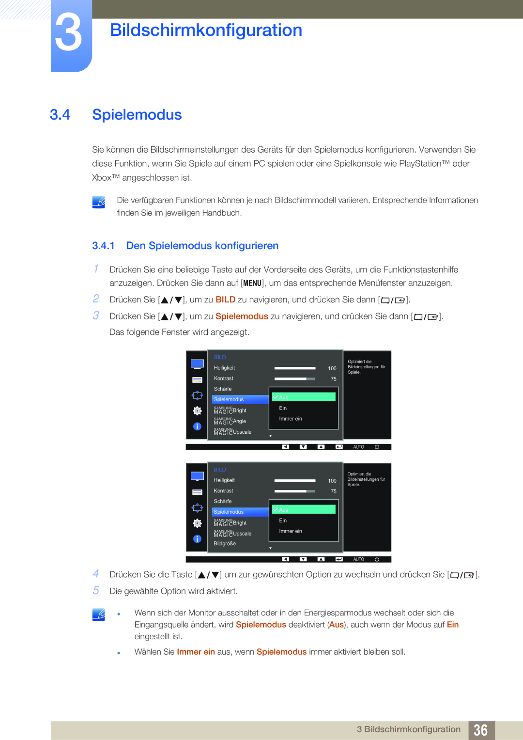 Samsung LS27D391HS/EN, LS24D391HL/EN manual Den Spielemodus konfigurieren 