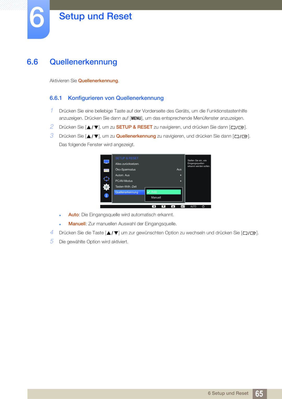 Samsung LS24D391HL/EN, LS27D391HS/EN manual Konfigurieren von Quellenerkennung 