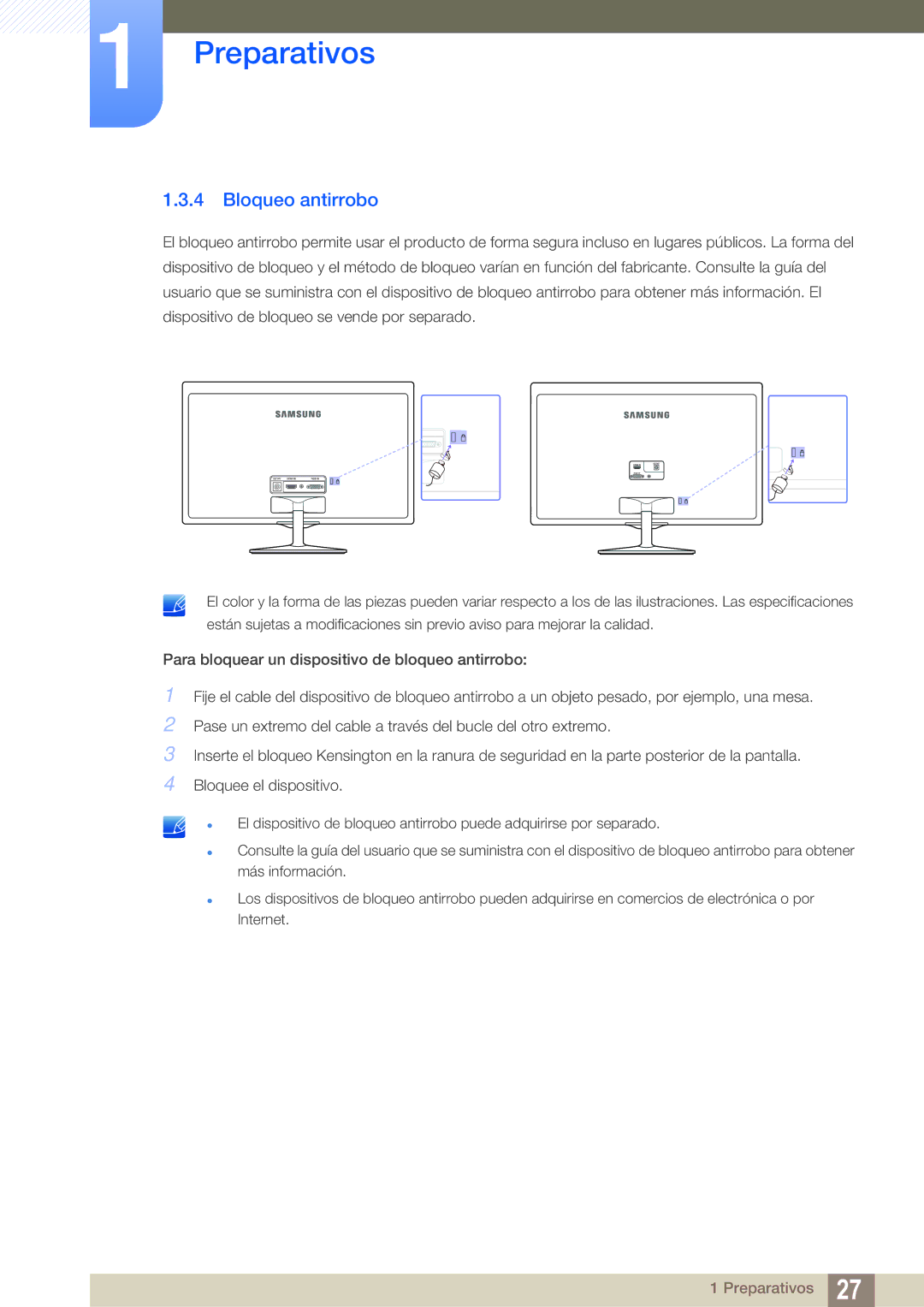 Samsung LS24D391HL/EN, LS27D391HS/EN manual Bloqueo antirrobo 