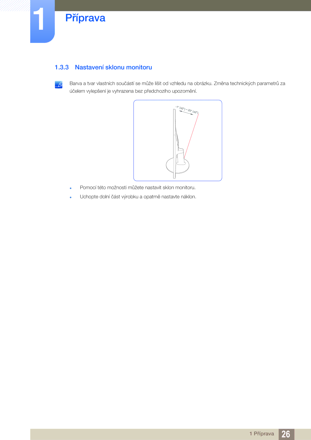 Samsung LS27D391HS/EN, LS24D391HL/EN manual Nastavení sklonu monitoru 