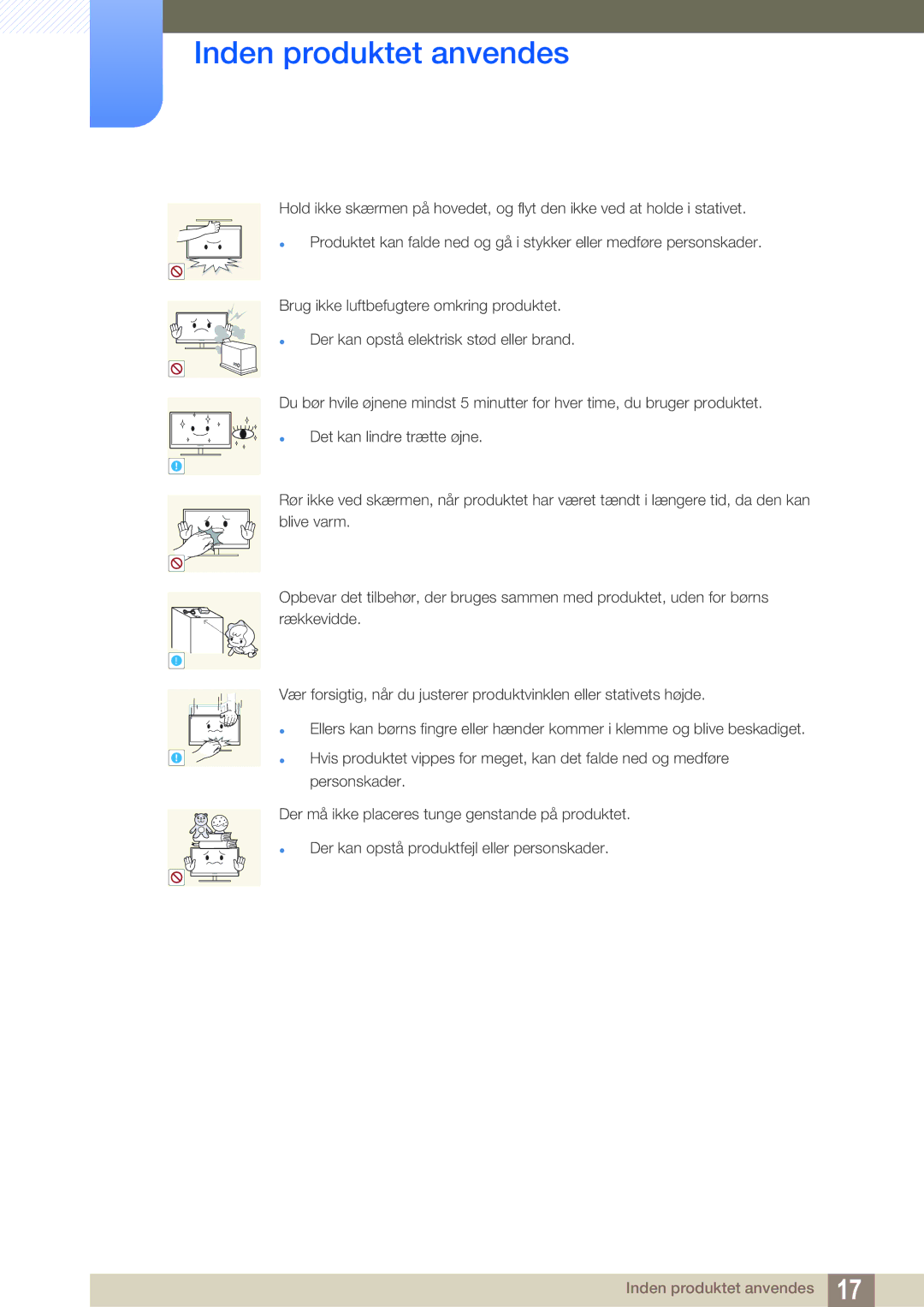 Samsung LS24D391HL/EN, LS27D391HS/EN manual Inden produktet anvendes 