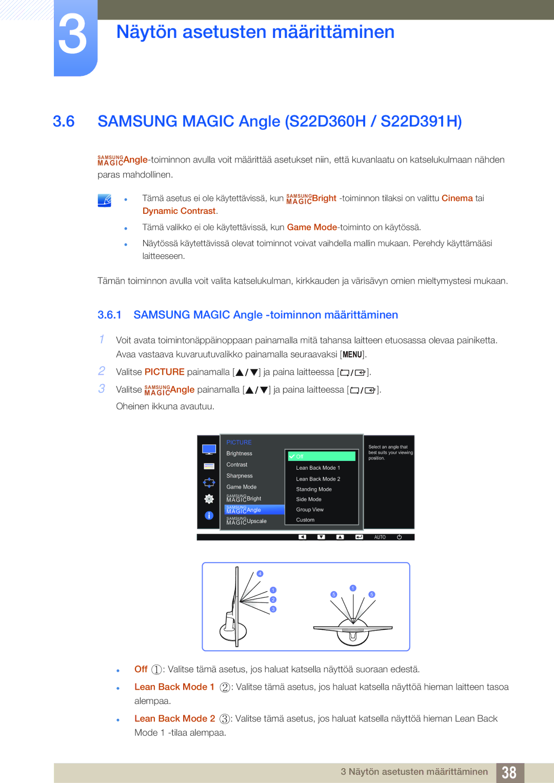 Samsung LS27D391HS/EN, LS24D391HL/EN Samsung Magic Angle S22D360H / S22D391H, Samsung Magic Angle -toiminnon määrittäminen 