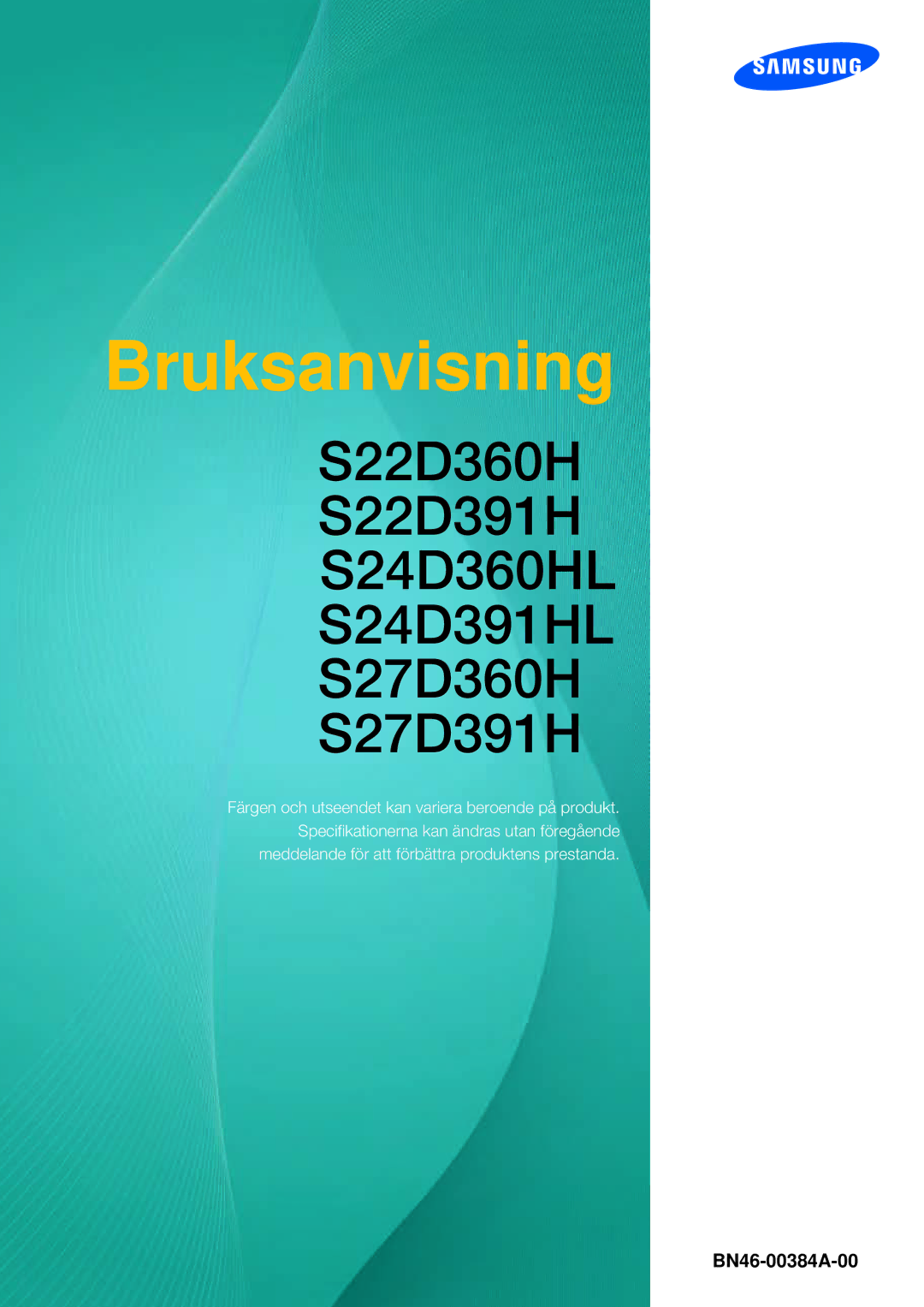 Samsung LS24D391HL/EN, LS27D391HS/EN manual Bruksanvisning 