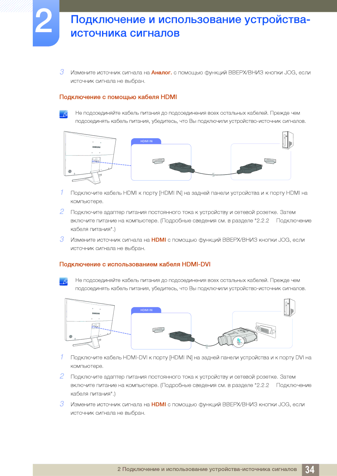 Samsung LS27D590CS/EN, LS27D590CS/CI manual Подключение с помощью кабеля Hdmi, Подключение с использованием кабеля HDMI-DVI 