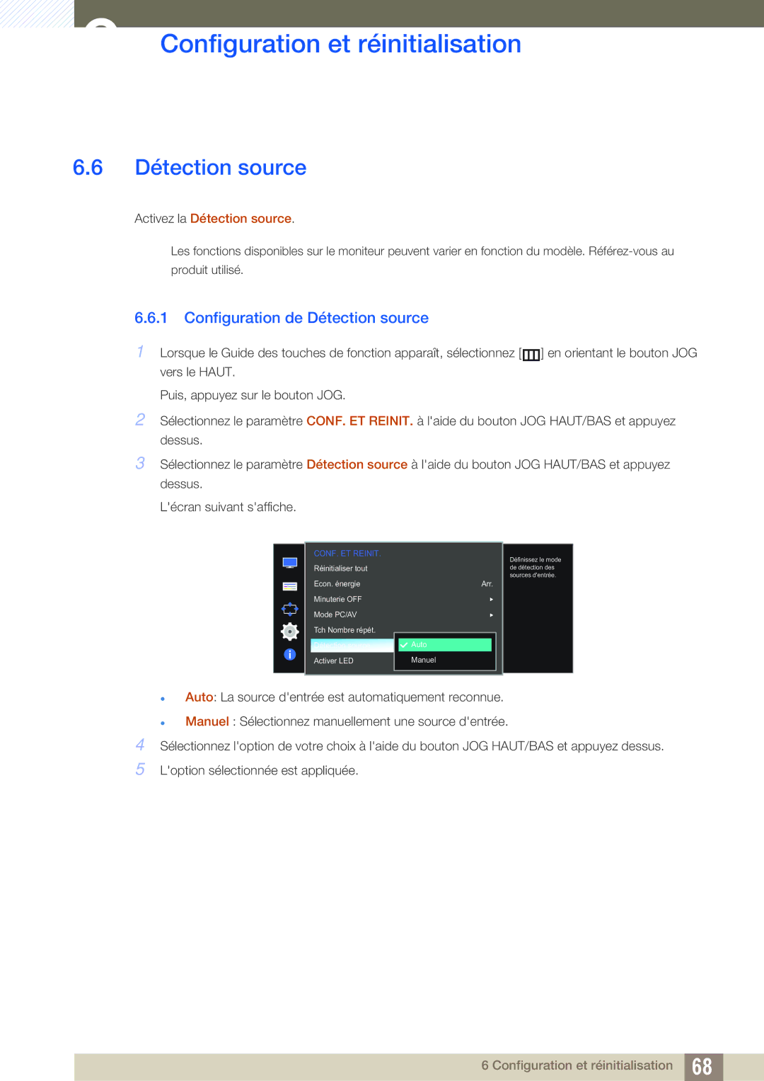 Samsung LS27D590CS/EN manual Configuration de Détection source 