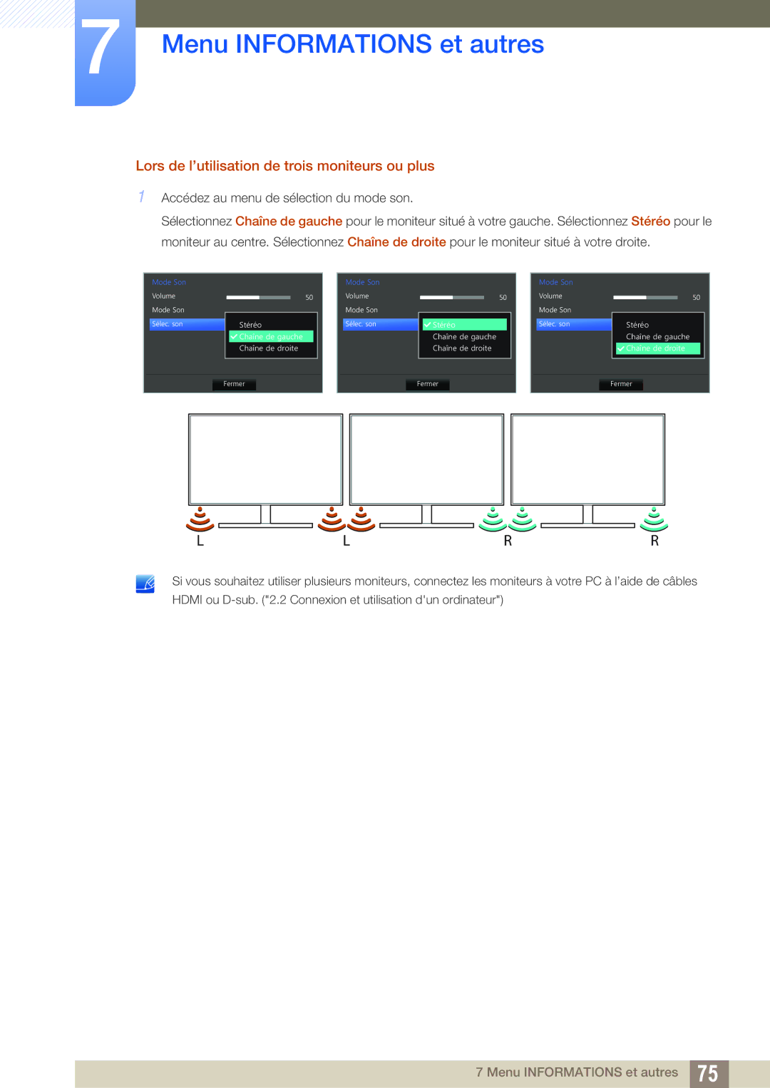 Samsung LS27D590CS/EN manual Llrr, Lors de l’utilisation de trois moniteurs ou plus 