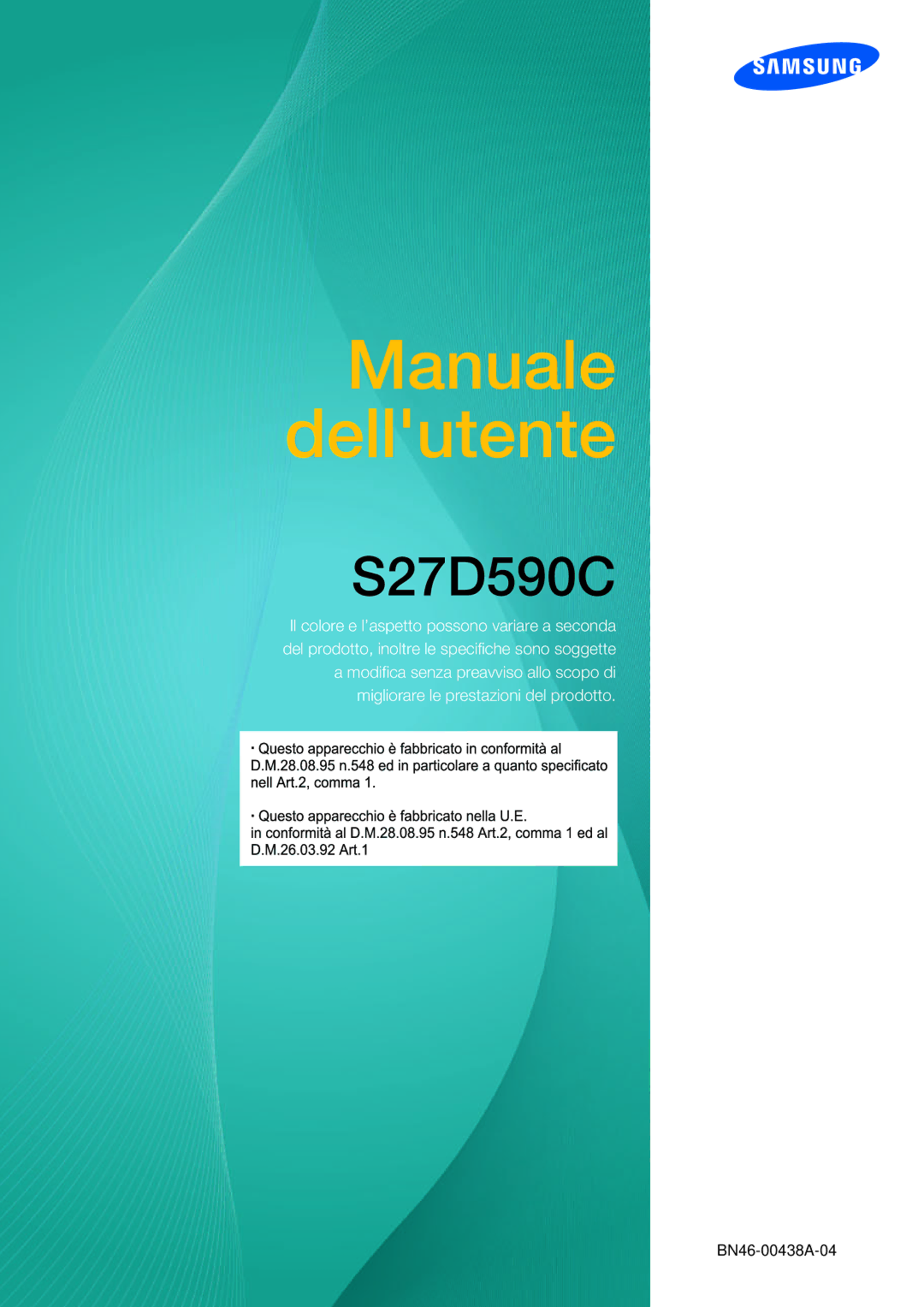 Samsung LS27D590CS/EN manual Manuale dellutente 