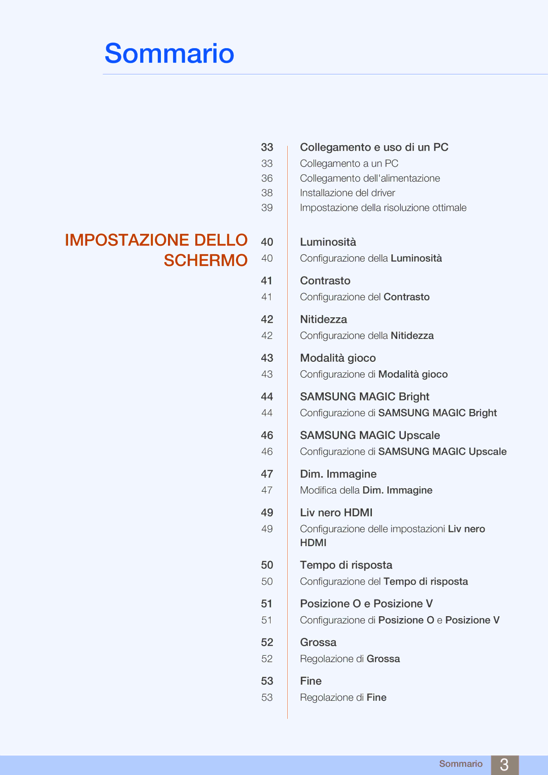 Samsung LS27D590CS/EN manual Impostazione Dello Schermo 