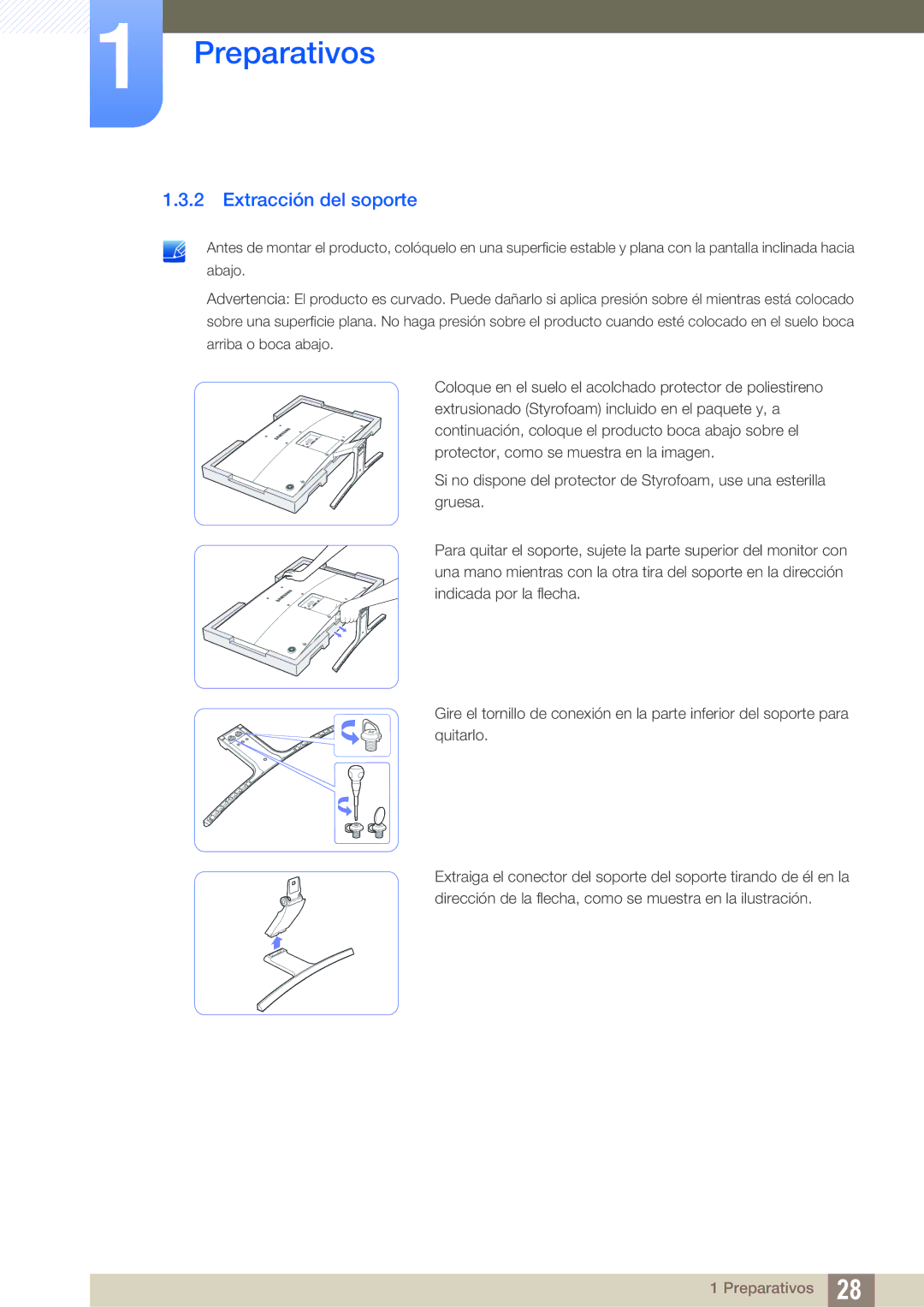 Samsung LS27D590CS/EN manual Extracción del soporte 