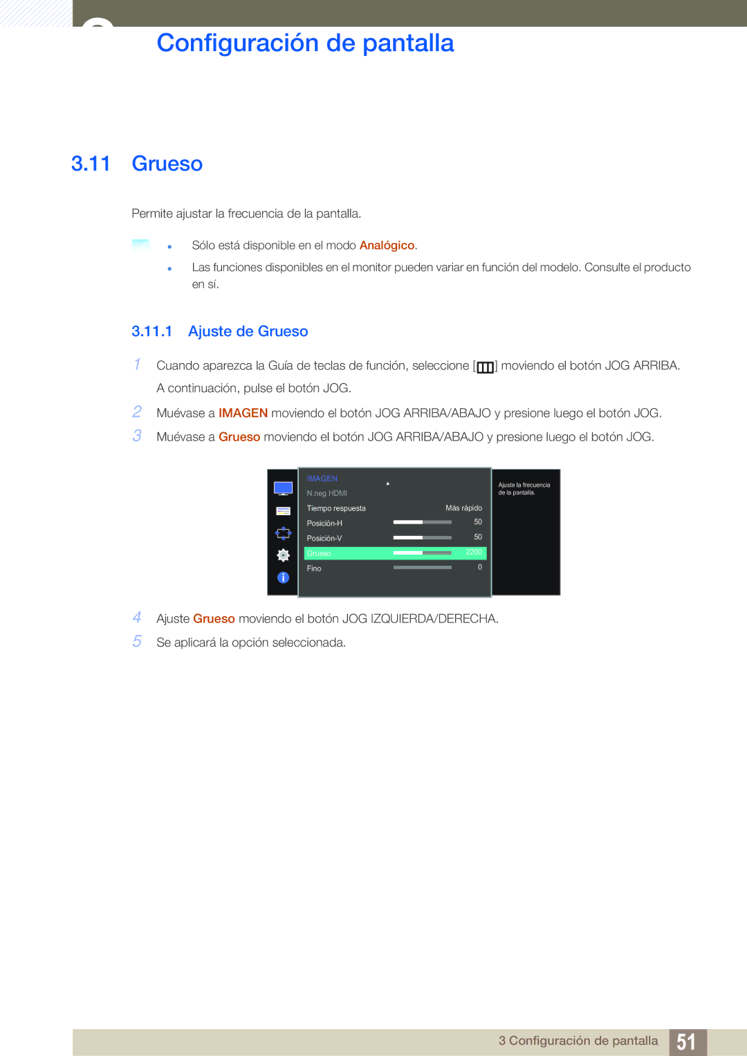 Samsung LS27D590CS/EN manual Ajuste de Grueso 