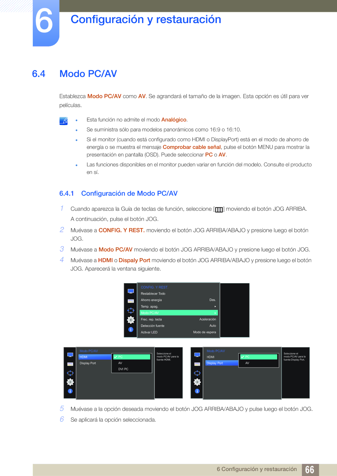 Samsung LS27D590CS/EN manual Configuración de Modo PC/AV 