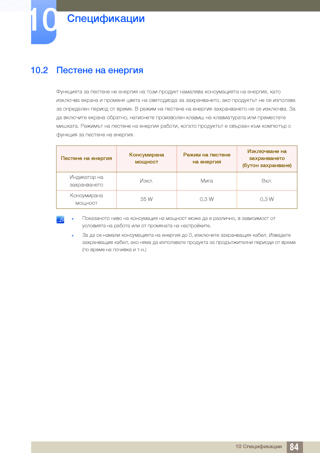 Samsung LS27D590CS/EN manual 10.2 Пестене на енергия 