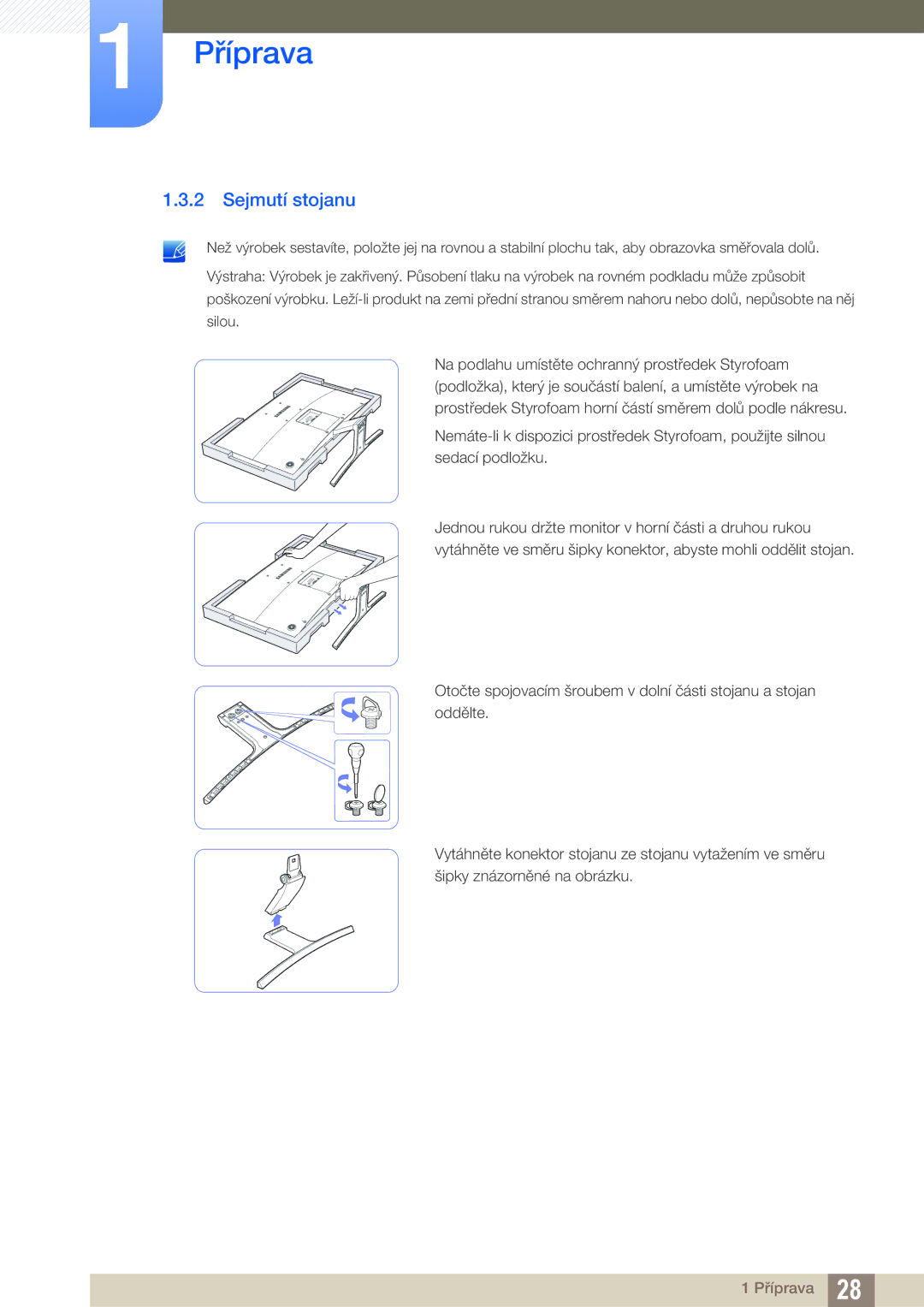 Samsung LS27D590CS/EN manual Sejmutí stojanu 