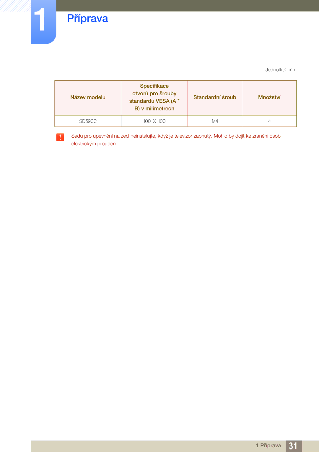 Samsung LS27D590CS/EN manual Jednotka mm 