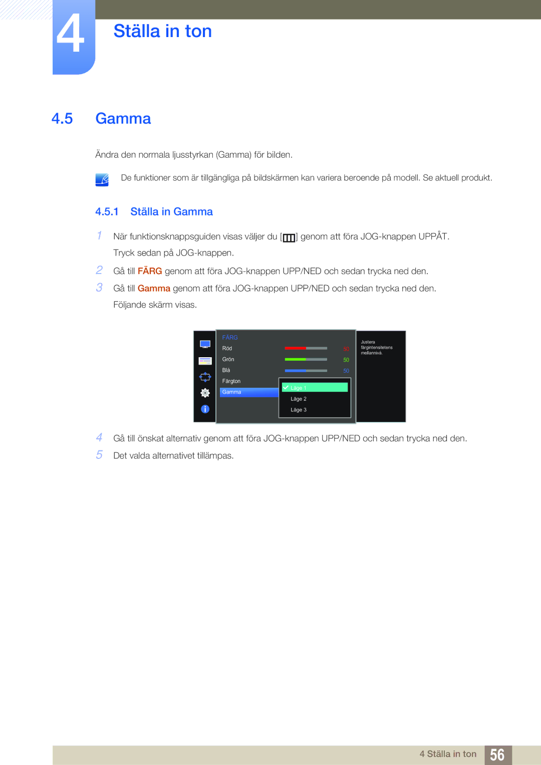 Samsung LS27D590CS/EN manual 1 Ställa in Gamma 