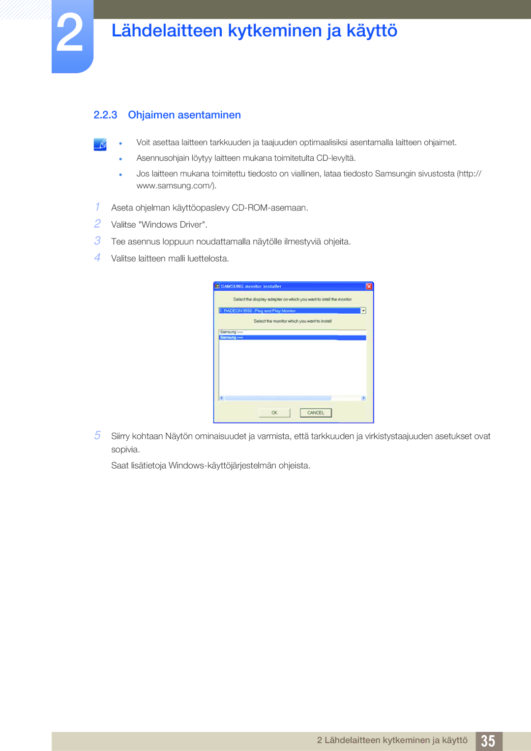 Samsung LS27D590CS/EN manual Ohjaimen asentaminen 