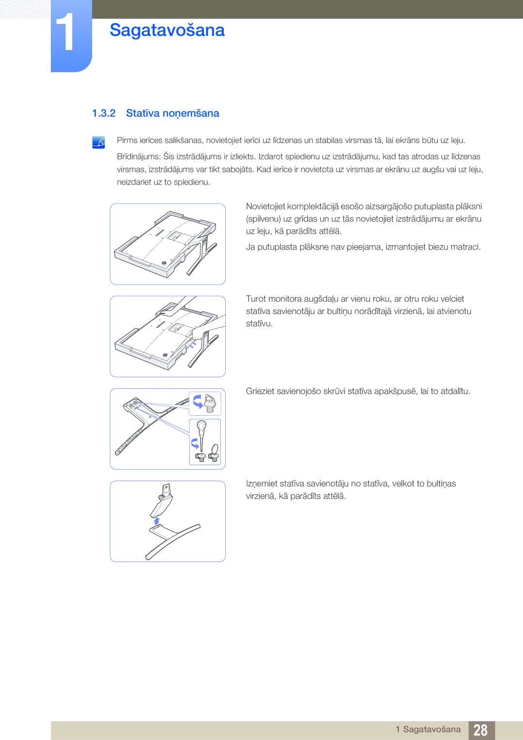 Samsung LS27D590CS/EN manual Statīva noņemšana 