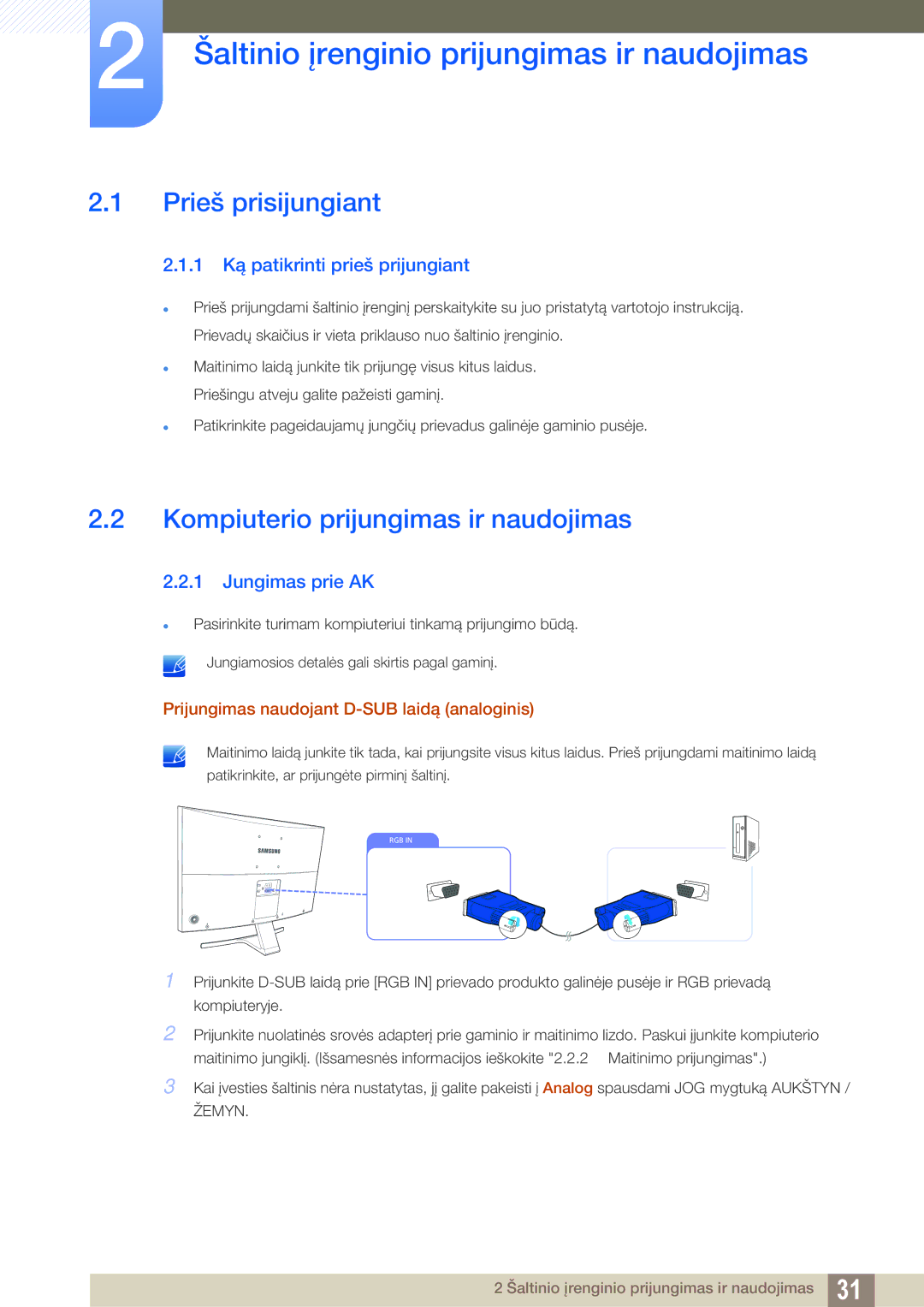 Samsung LS27D590CS/EN Šaltinio įrenginio prijungimas ir naudojimas, Prieš prisijungiant, 1 Ką patikrinti prieš prijungiant 