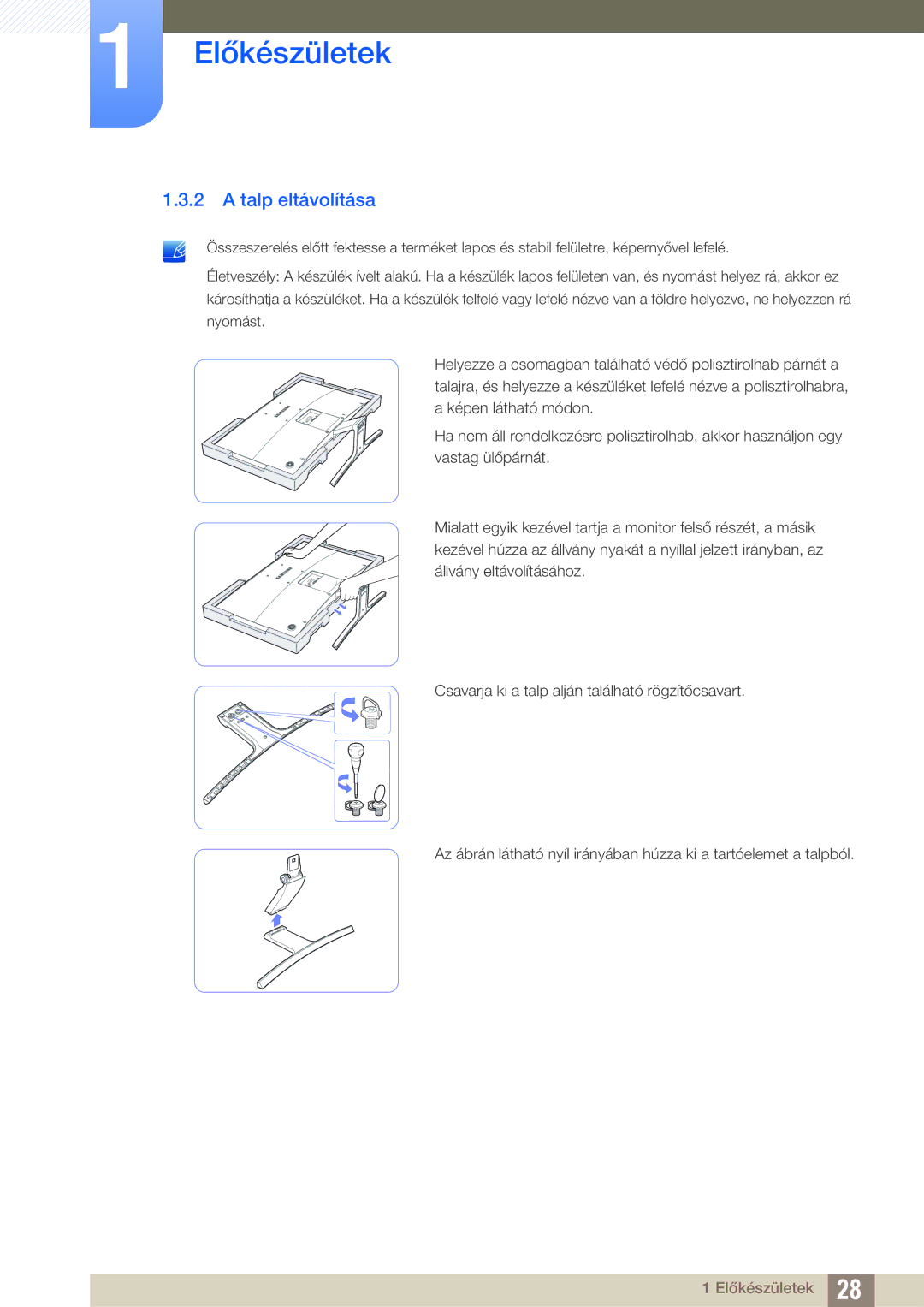 Samsung LS27D590CS/EN manual Talp eltávolítása 