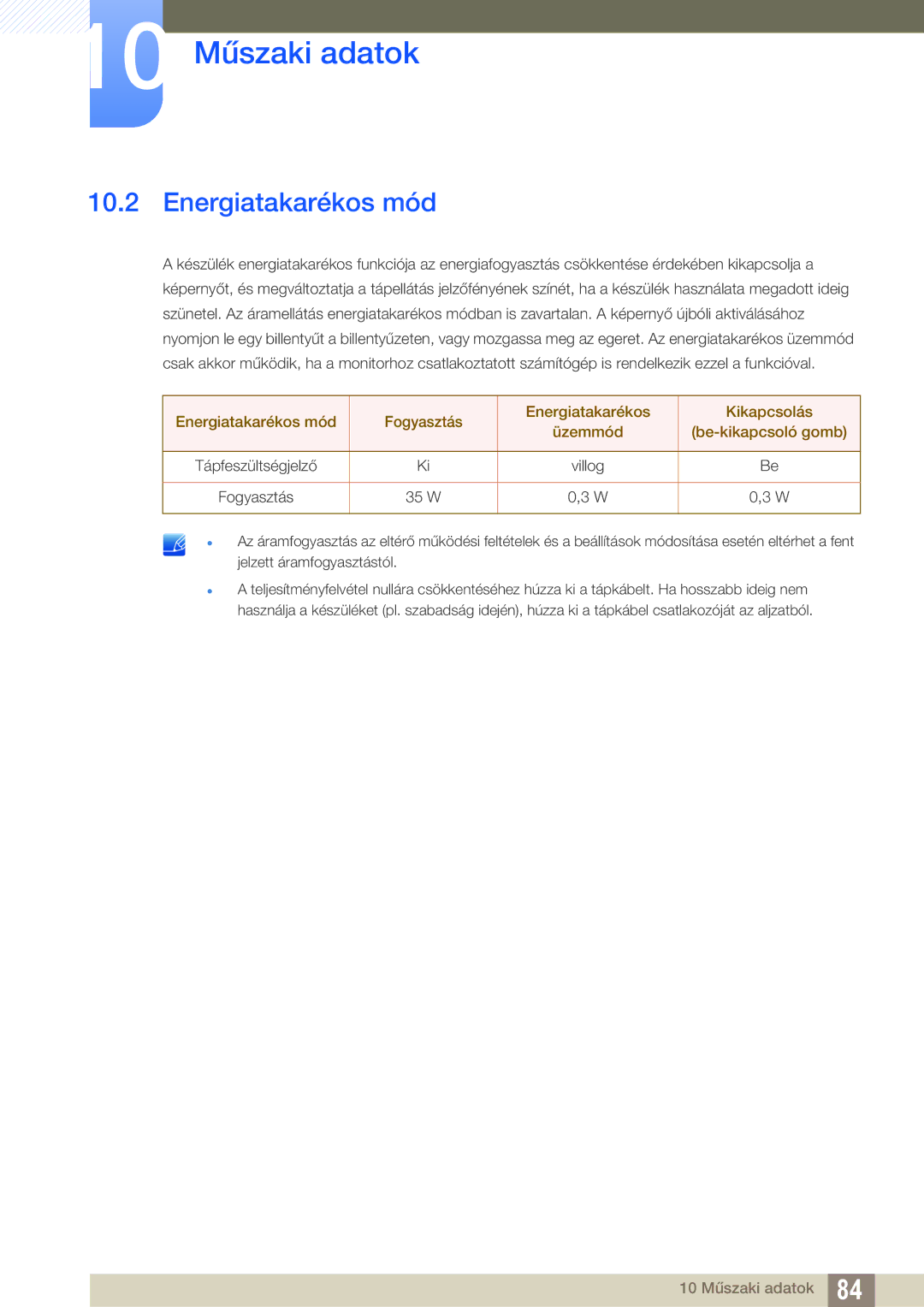 Samsung LS27D590CS/EN manual Energiatakarékos mód 