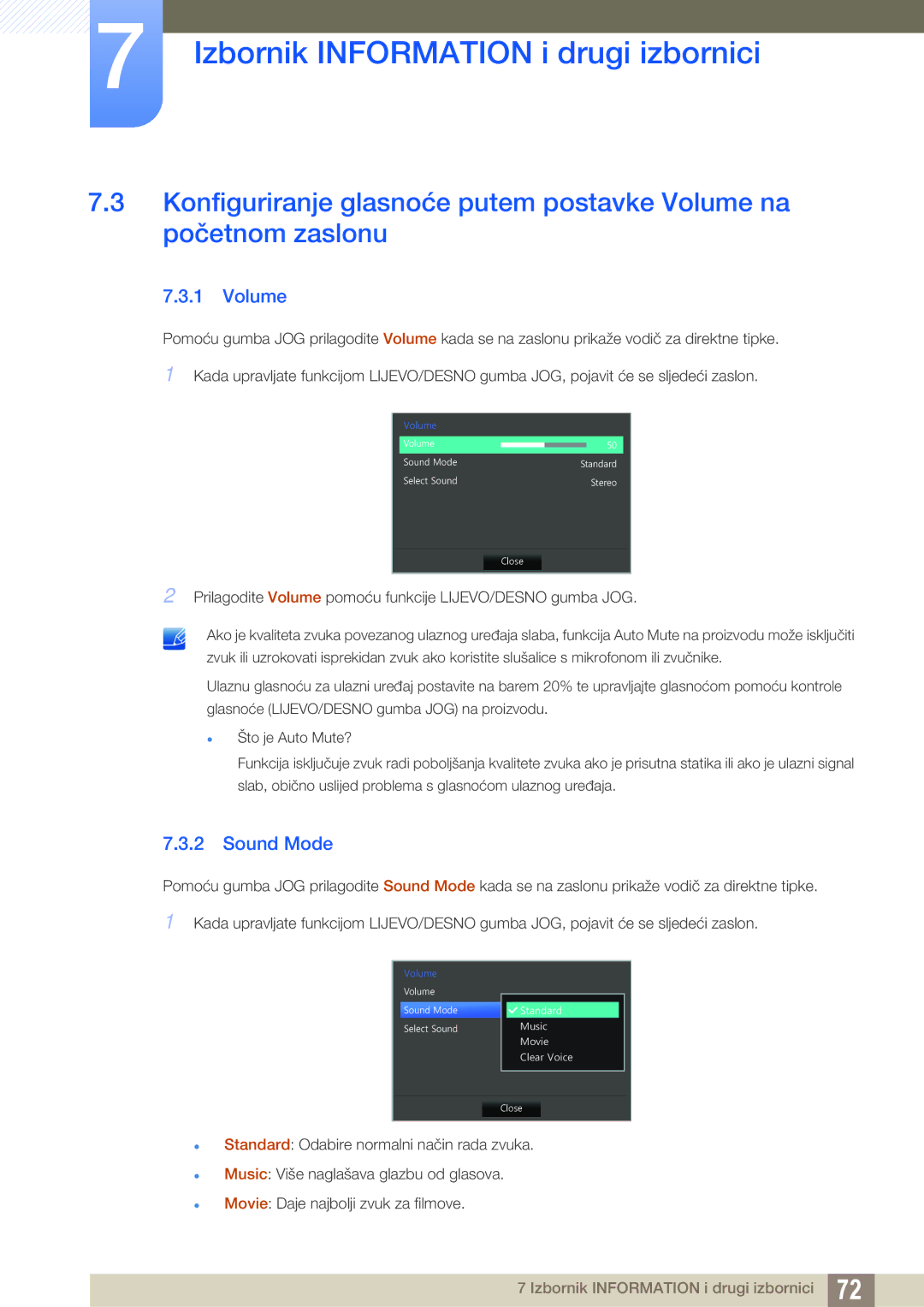 Samsung LS27D590CS/EN manual Volume, Sound Mode 