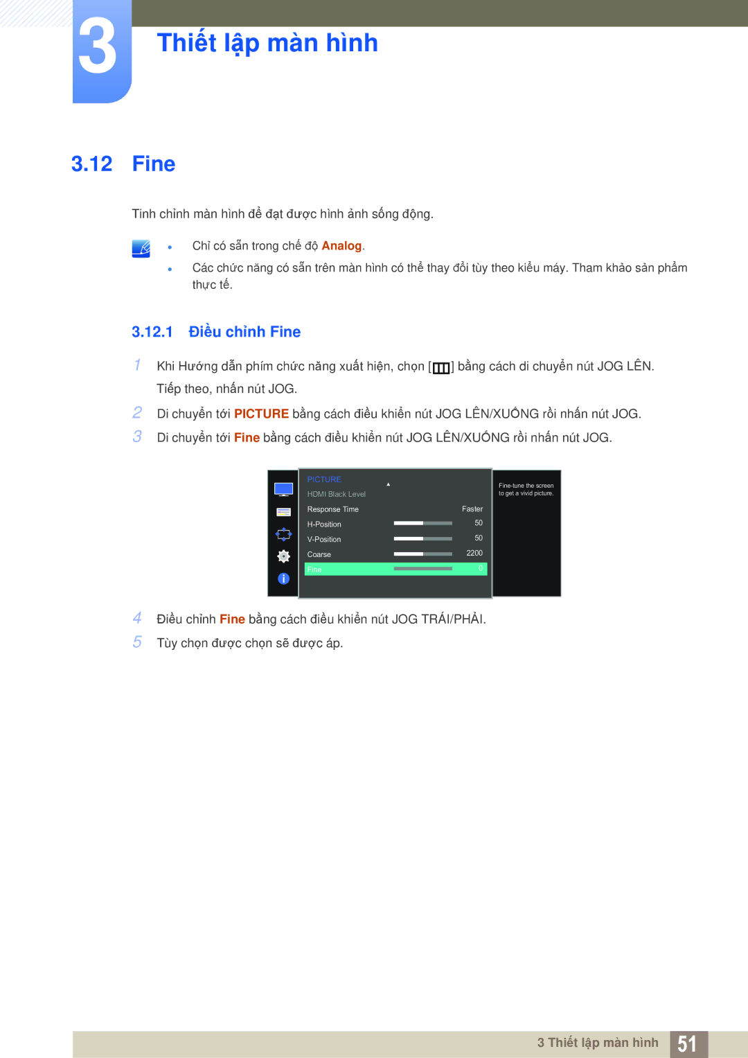 Samsung LS27D590CS/XV manual 12.1 Điều chỉnh Fine 