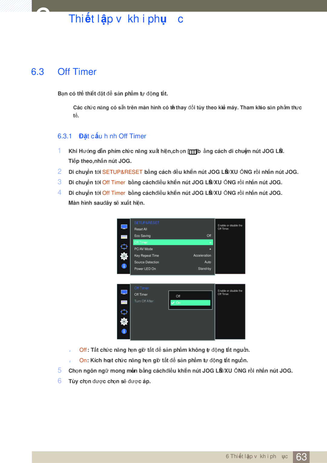 Samsung LS27D590CS/XV manual 1 Đặt cấu hình Off Timer 