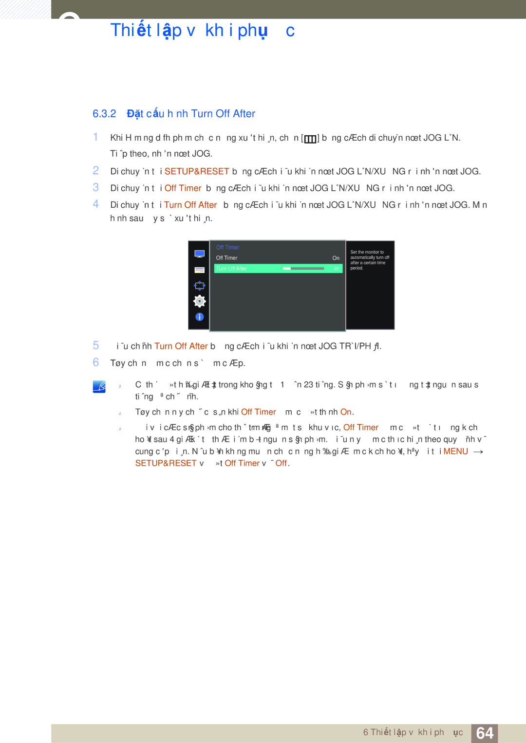 Samsung LS27D590CS/XV manual 2 Đặt cấu hình Turn Off After 