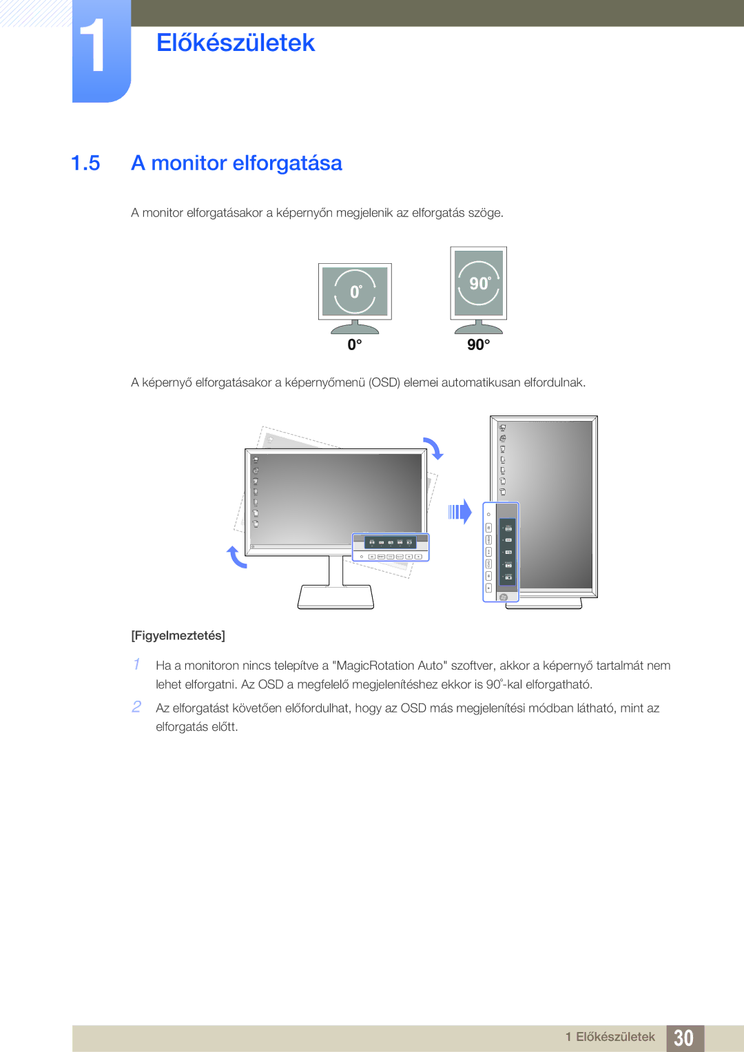 Samsung LS27D85KTSN/EN, LS32D85KTSN/EN manual Monitor elforgatása, 090 