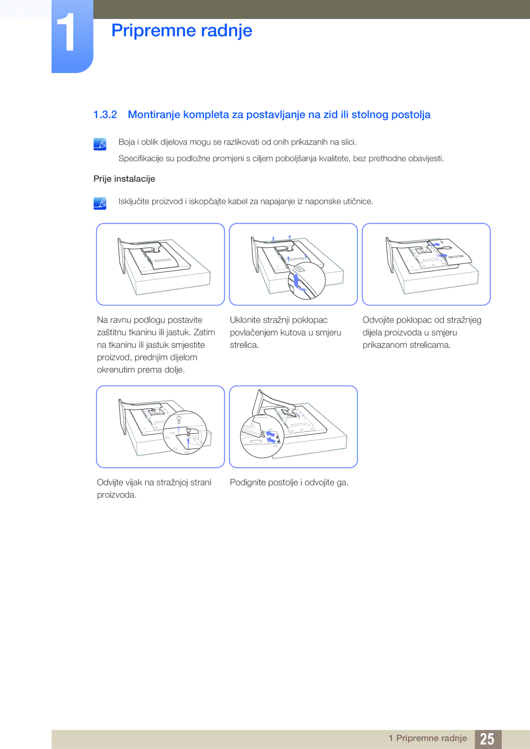 Samsung LS32D85KTSN/EN, LS27D85KTSN/EN manual Pripremne radnje 