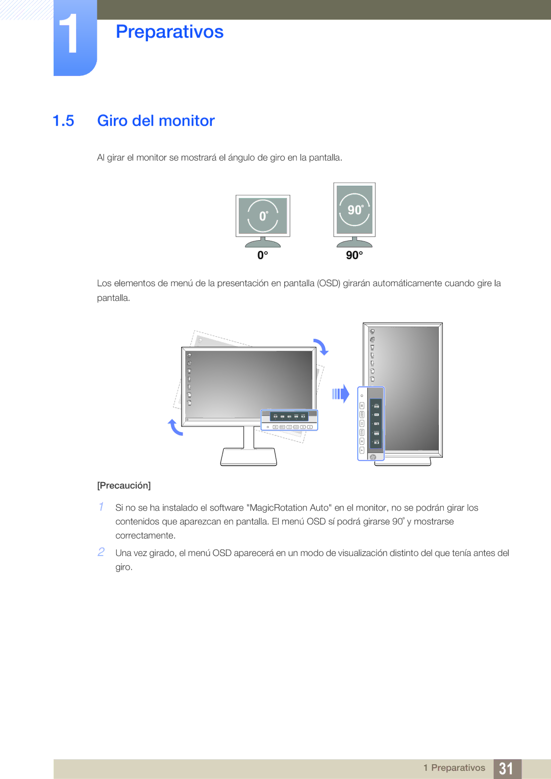 Samsung LS32D85KTSR/EN, LS27D85KTSN/EN, LS32D85KTSN/EN manual Giro del monitor, 090 