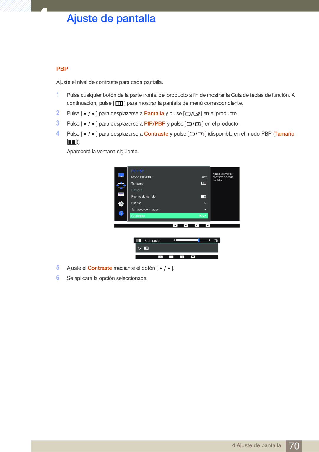 Samsung LS32D85KTSR/EN, LS27D85KTSN/EN, LS32D85KTSN/EN manual Contraste 