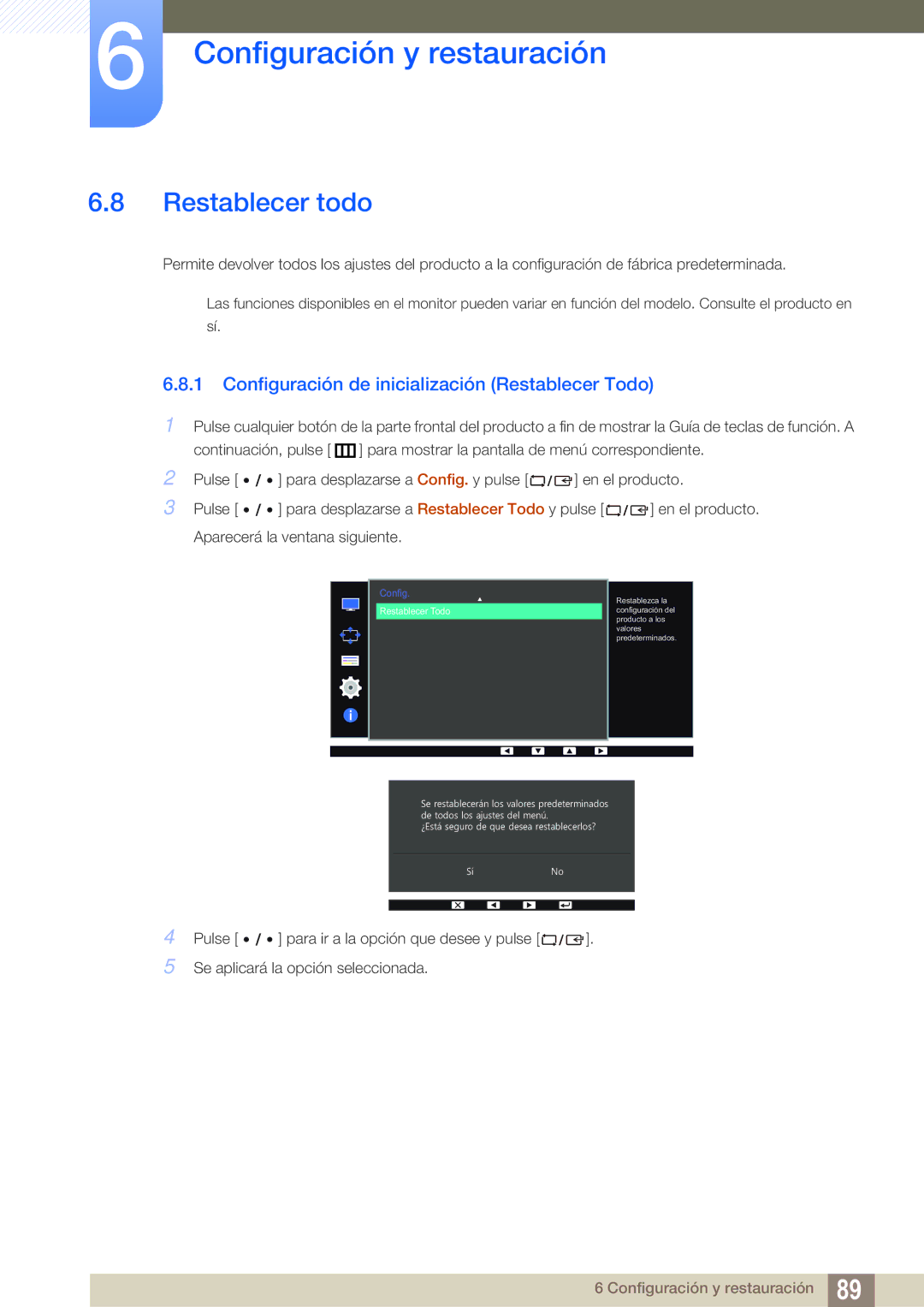 Samsung LS32D85KTSN/EN, LS27D85KTSN/EN, LS32D85KTSR/EN Restablecer todo, Configuración de inicialización Restablecer Todo 