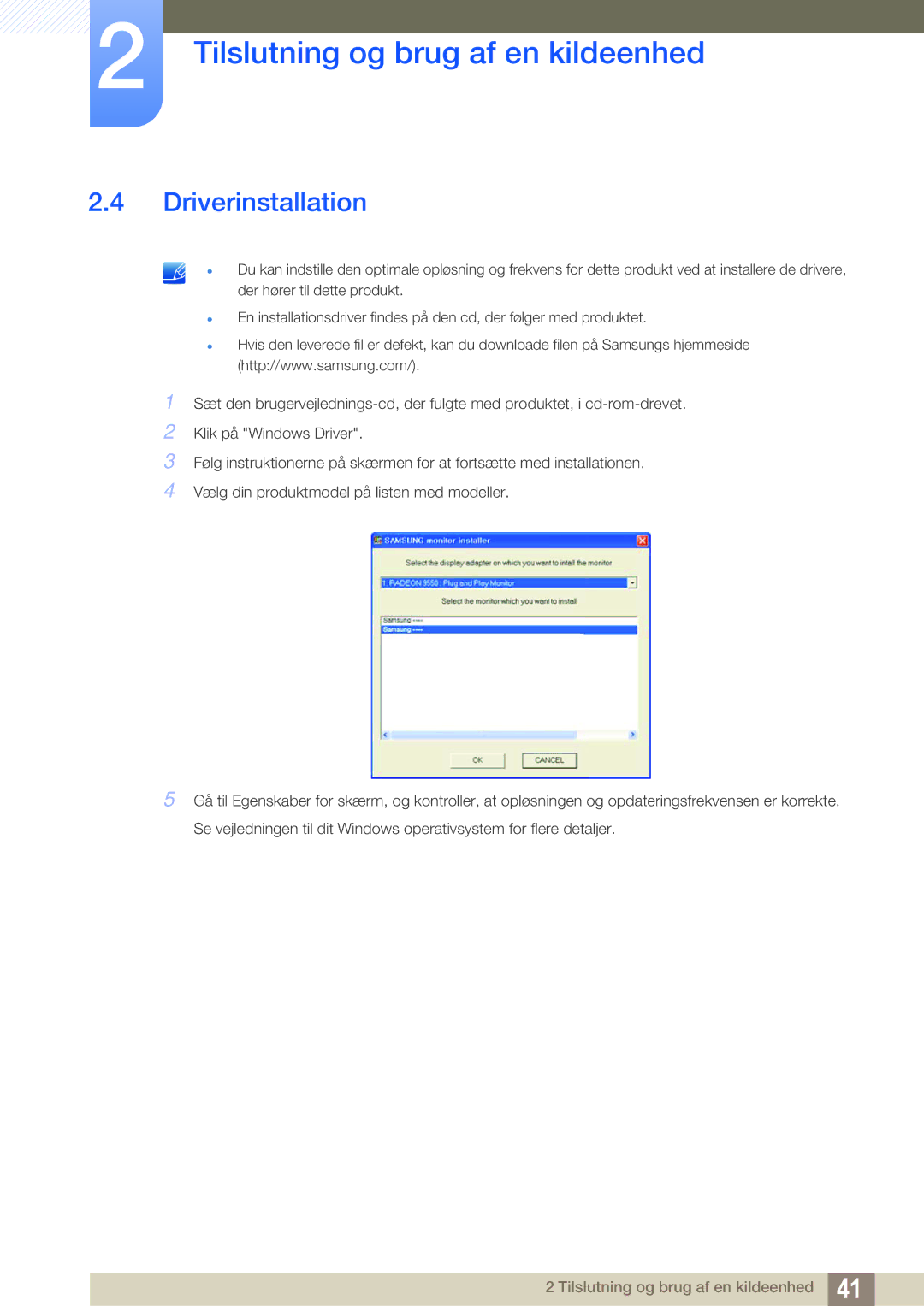 Samsung LS32D85KTSN/EN, LS27D85KTSN/EN, LS32D85KTSR/EN manual Driverinstallation 