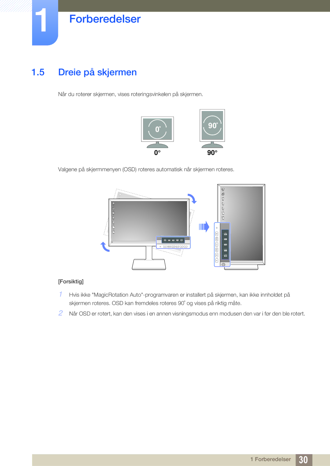 Samsung LS27D85KTSN/EN, LS32D85KTSR/EN, LS32D85KTSN/EN manual Dreie på skjermen, 090 