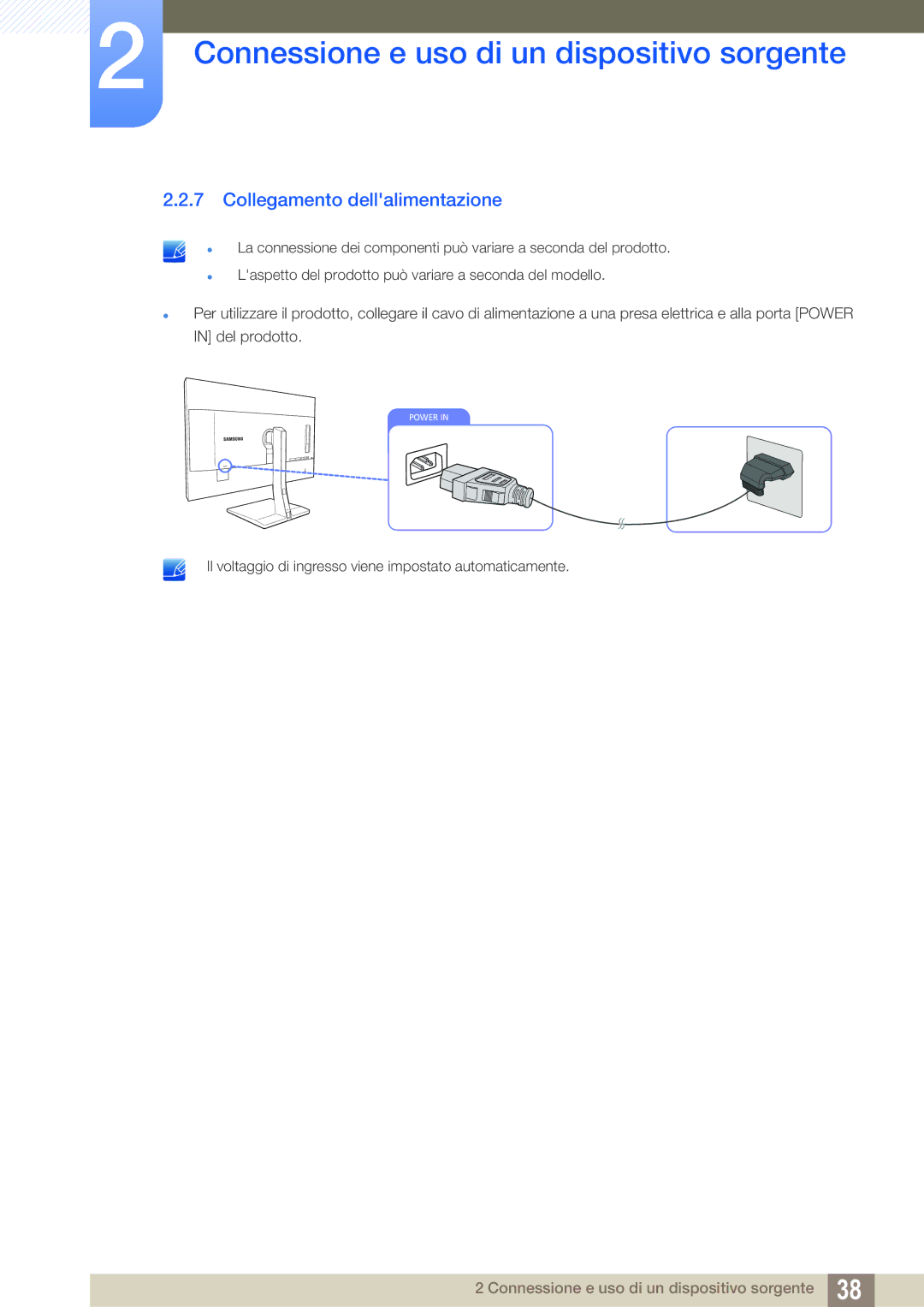 Samsung LS27D85KTSN/EN, LS32D85KTSR/EN manual Collegamento dellalimentazione 