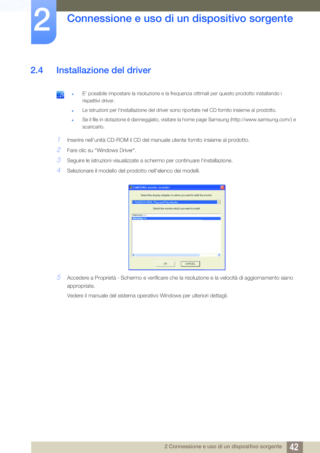 Samsung LS27D85KTSN/EN, LS32D85KTSR/EN manual Installazione del driver 