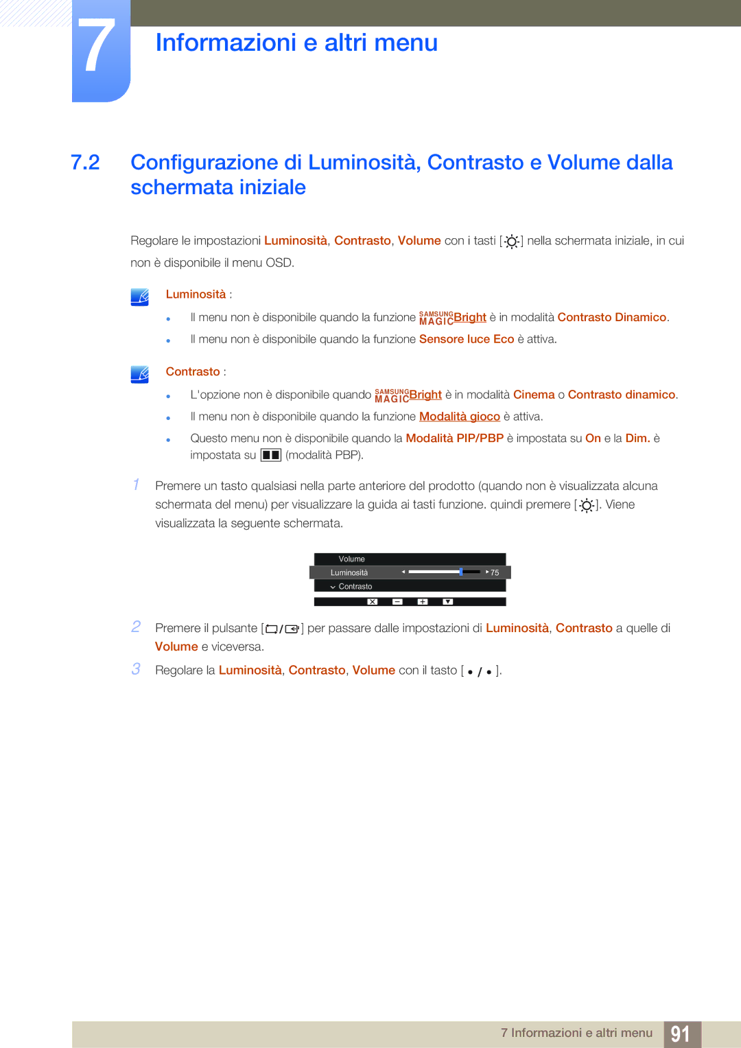 Samsung LS32D85KTSR/EN, LS27D85KTSN/EN manual Luminosità 