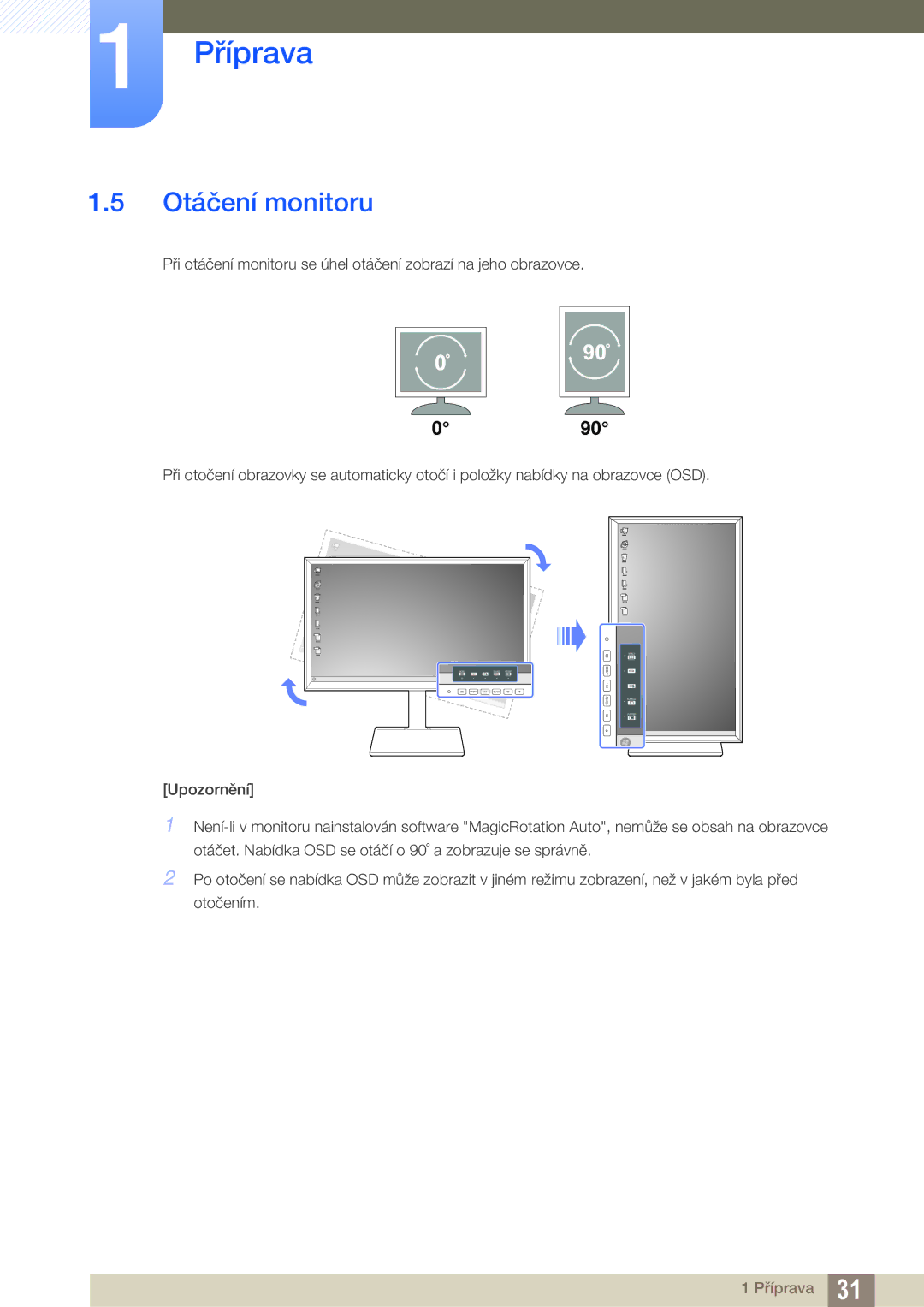 Samsung LS32D85KTSR/EN, LS27D85KTSN/EN manual Otáčení monitoru, 090 