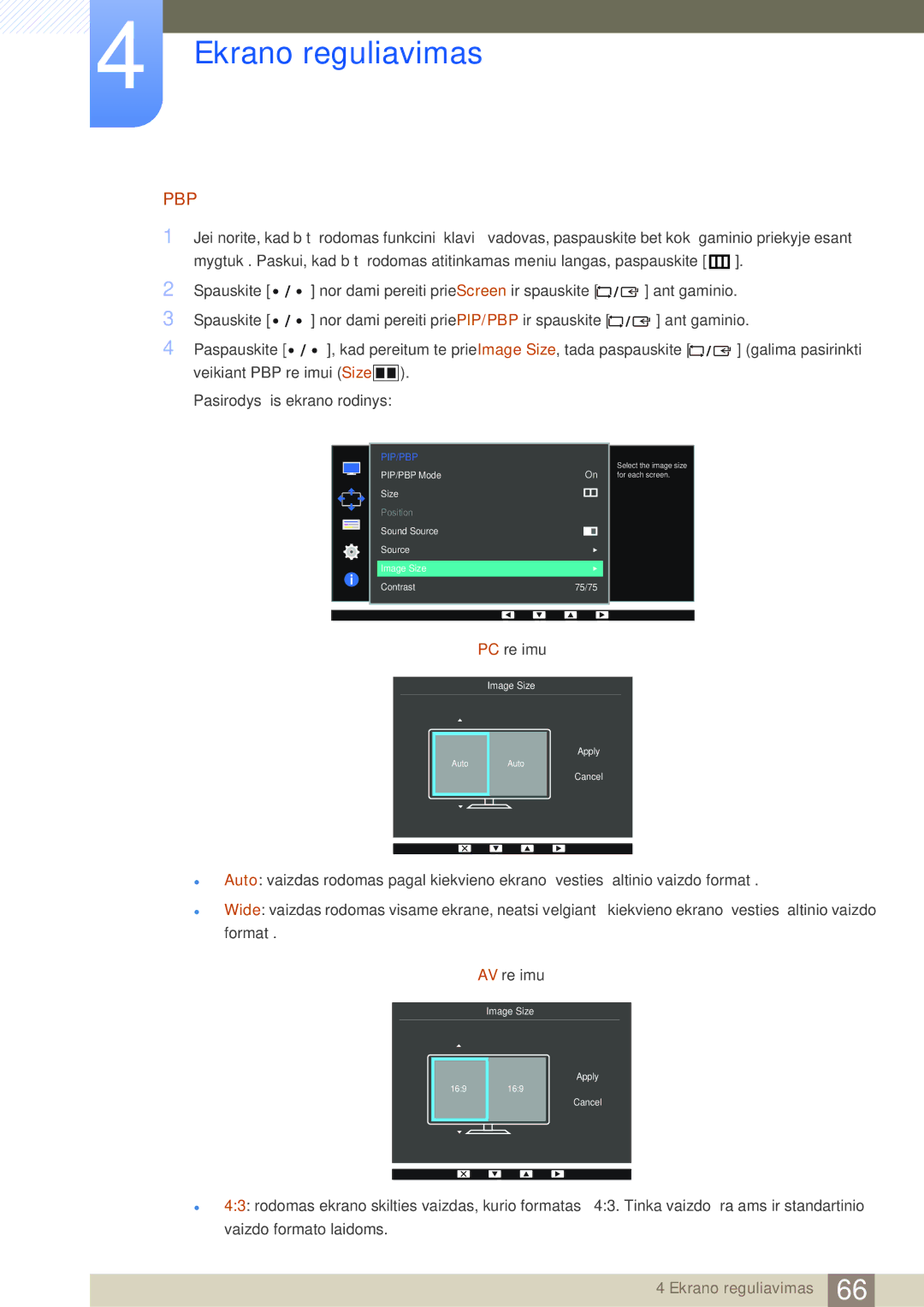 Samsung LS27D85KTSN/EN, LS32D85KTSR/EN manual Image Size 